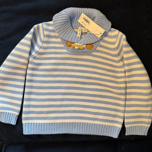 NEW w/ tags- Janie and Jack - colombo blue Striped Shawl Collar Sweater - 2T - Picture 2 of 3